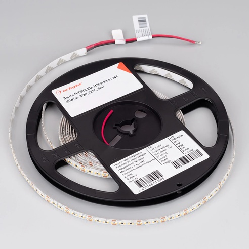 Лента светодиодная MICROLED-M300-8mm 24V Day5000 (8 W/m, IP20, 2216, 5m) (Arlight, Открытый)