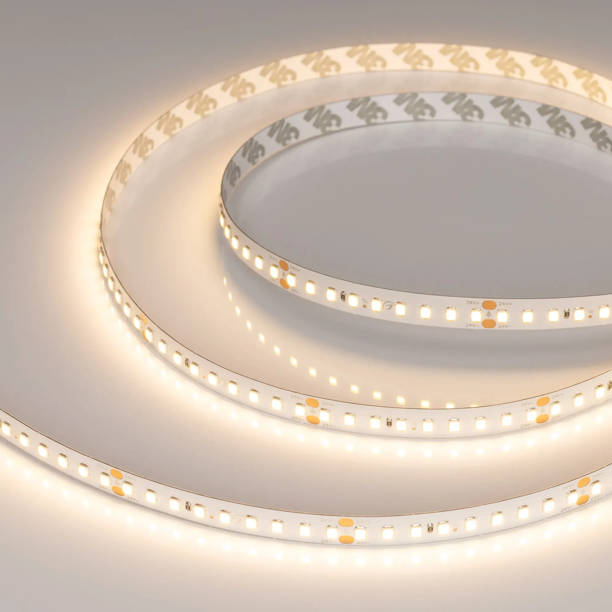 Лента светодиодная RT-A144-10mm 24V Warm3000 (7.7 W/m, IP20, 2835, 5m) (Arlight, высок.эфф.200 лм/Вт)