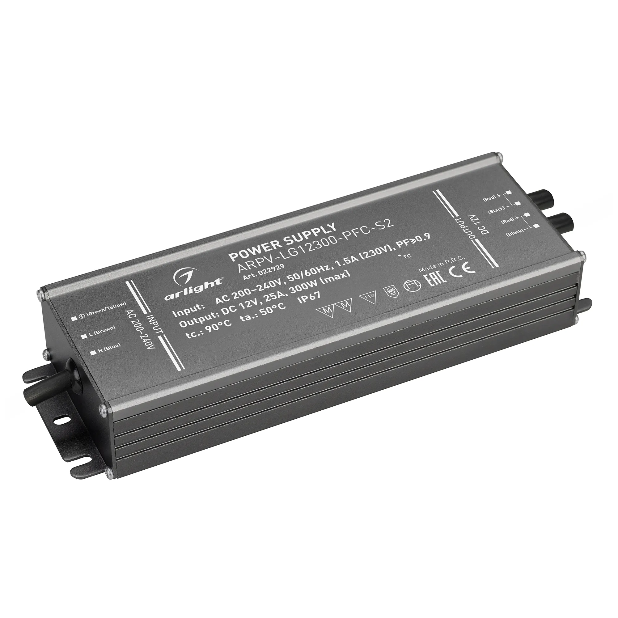 Блок питания ARPV-LG12300-PFC-S2 (12V, 25.0A, 300W) (Arlight, IP67 Металл, 5 лет) - изображение товара