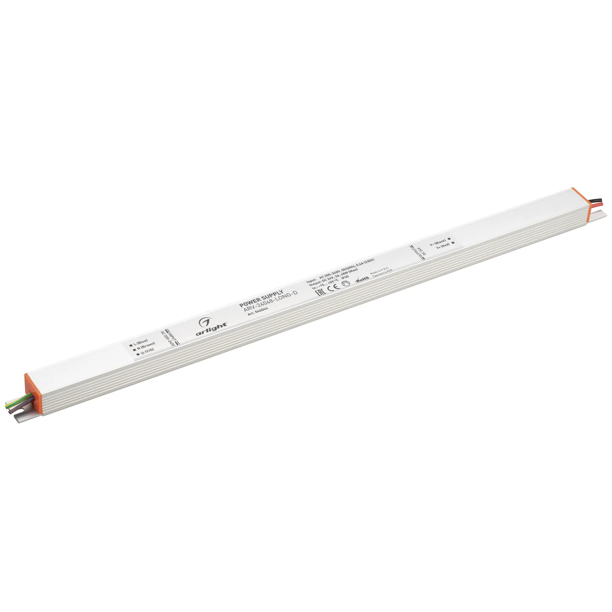 Блок питания ARV-24048-LONG-D (24V, 2A, 48W) (Arlight, IP20 Металл, 2 года) - изображение товара